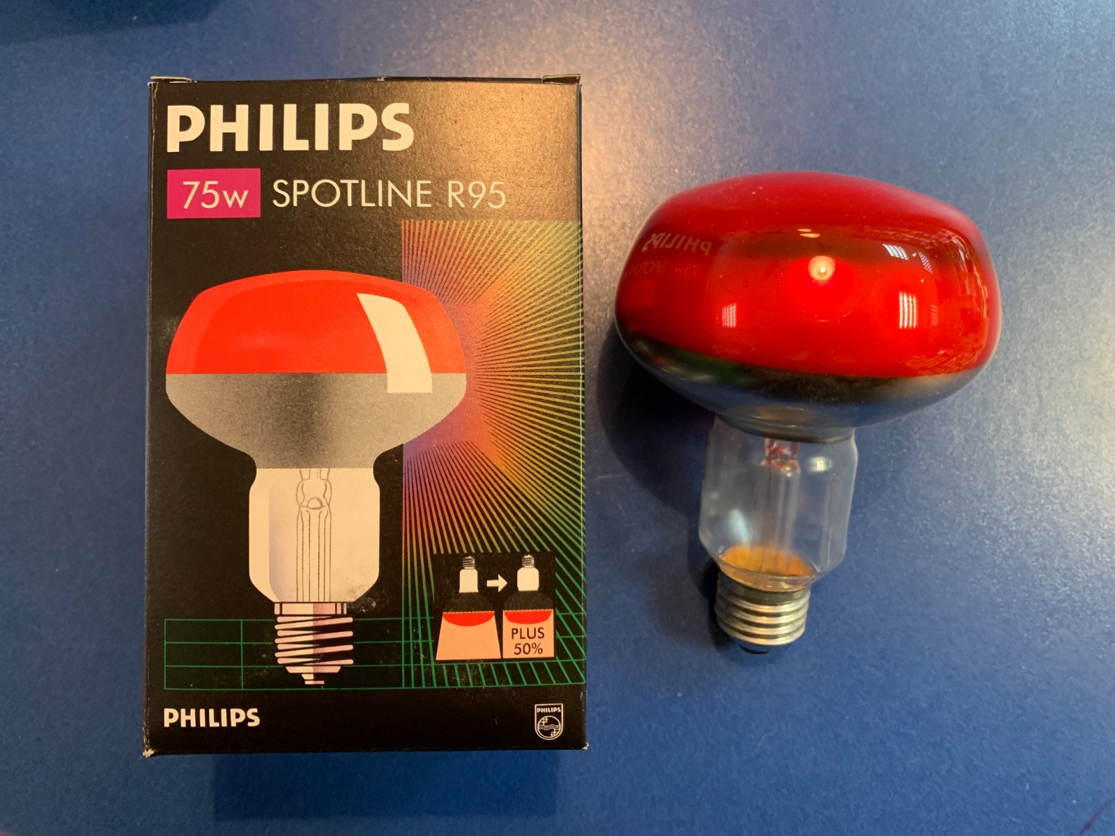Philips Reflector Lamp Red E27 75W 230V R95 Spotlight Lamp Dimmable Party Disco