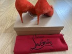 Christian Louboutin Authentic Kate 85 Veau Velours Pumps In Fiery Red SZ 38 NIB — photo 4