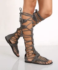 Free people sun seeker sunseeker tall gladiator sandals in charcoal Size 36