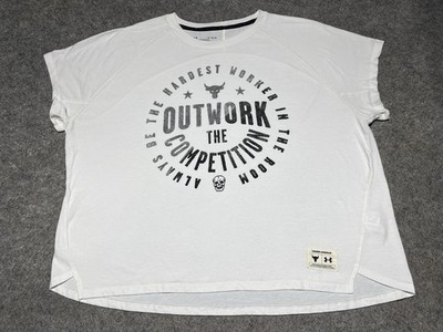 The Rock UA Always the Hardest Worker in the Room White BAGGY XL BOXY Shirt BULL