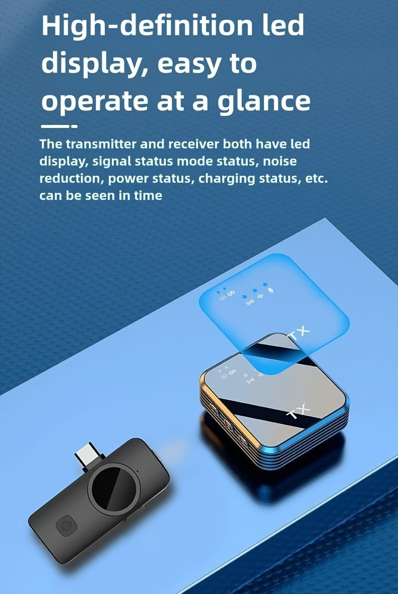 3 in 1 Microphone for iPhone/Android/Camera, Wireless Lavalier Black-3in1