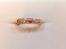 Anello fedina cuori donna/ragazza oro giallo  18 kt 750 % zirconi bianchi