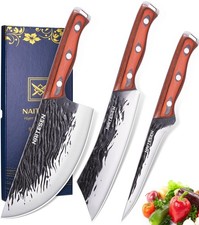 3PCS Hand Forged Butcher Knife Set, Very Sharp Meat Knife Serbian Chef Knife ...