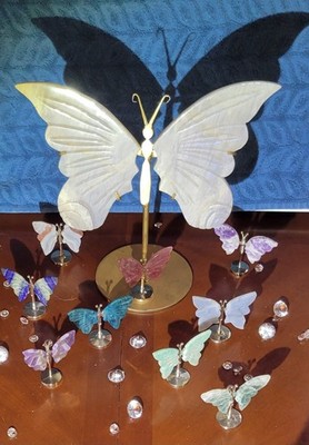 Large Blue Moonstone Butterfly Statement Piece 11in & All The 4in Butterflies