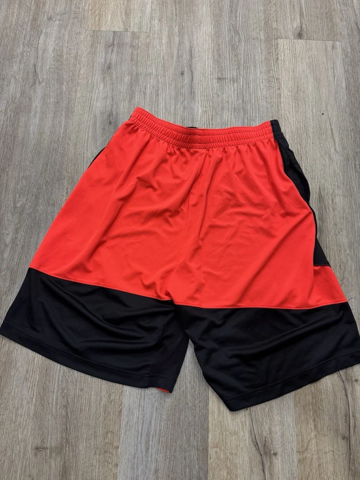 Jordan Shorts Mens XL Black Red/Orange Jumpman Athletic Basketball Colorblock - Image 2 of 3