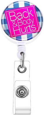 Gjinxi Back & Body Hurts Badge Reels Holder Retractable ID Clip for Nurse Nam...