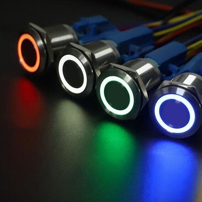 19mm 12V LED ON OFF Latching Push Button Switch Self-Locking Wire Socket Harness