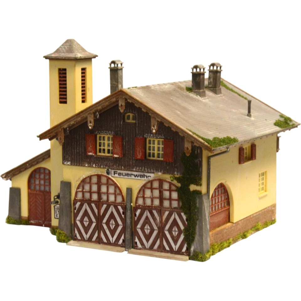 Diorama H0/1:87 Kibri Gebäude Kleinstadt seltene Feuerwache Feuerwehr #patiniert - Bild 3 von 4