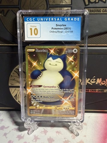Pokemon Chilling Reign CGC 10 Pristine Snorlax 224/198 Secret Rare Shiny Gold