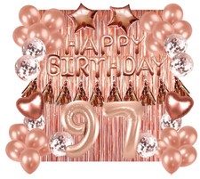 Designer Rose Gold 97th Happy Birthday Balloon Banner Party Decoration Supplies