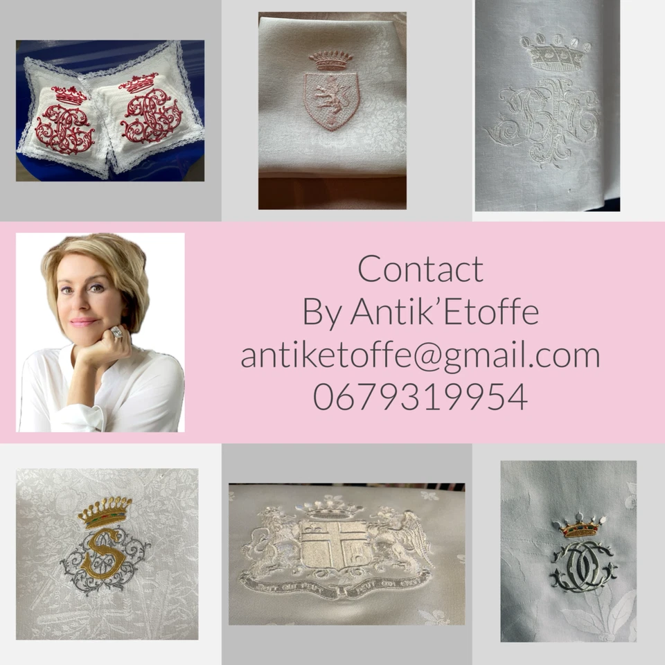 Antik’Etoffe, Torchon Ancien, Broderie Monogramme Sous Couronne Au Choix - Photo 2/4