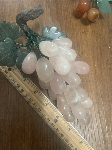 VTG Decorative Rose Quartz?glass Grape Cluster Stone Fruit Jade Apple 18 Pieces - Picture 19 of 23