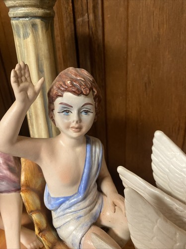 VINTAGE PORCELAIN CAPODIMONTE POTTERY STATUE LAMP BASE CLASSICAL LADY FIGURINE - Picture 8 of 18