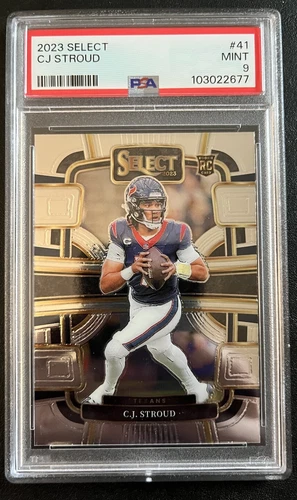 C.J. STROUD 2023 PANINI SELECT ROOKIE CONCOURSE LEVEL BASE #41 RC TEXANS PSA 9