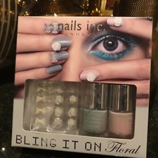 nails, inc. BLING it on Florale Nail Polish Set, Pearl Bows, White Camelias, NIB
