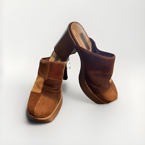 Vintage Y2k 90er Plateau Schuhe Pantoletten Patchwork Leder Steve Madden 10 11