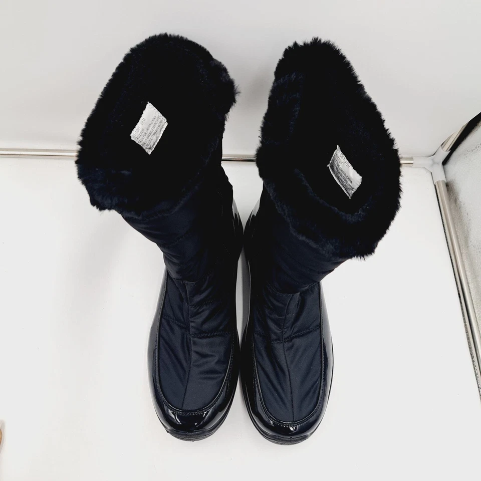 Botas de invierno Easy Dry negras acolchadas charol forradas de lana con cremallera interior 9,5  Foto 4 de 4