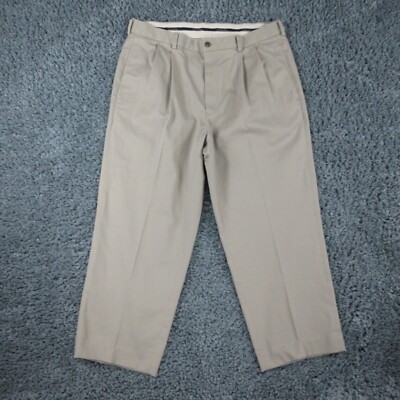 Brooks Brothers Pants Mens ' 38x30 Beige Elliott Pleated Chino 36x26.5*