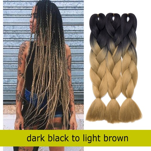 Multi Colored Afro Crochet Braids Hair Extensions Straight Jumbo Braiding Ombre - Picture 62 of 67