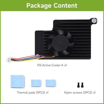 Waveshare Active Cooler for Raspberry Pi 5 Active Cooling Fan Aluminium Heatsink