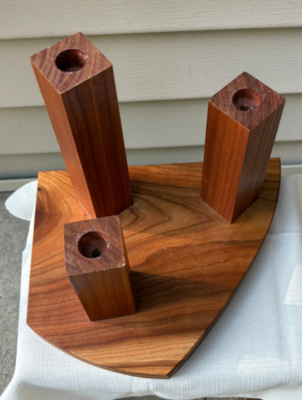 #ad Tall Cherry Wood Wooden Simple Corner 3 Tier Taper Candle Holder with Base $14.50