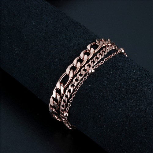 Men Women Cuban Figaro Layer Chain Stainless Steel Bracelet Adjustable 6.3"-8.3" - Picture 15 of 19