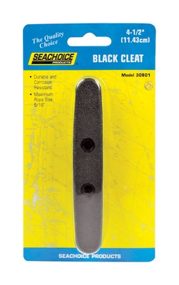 Seachoice 30801 Black Galvanized Plastic Cleat 4-1/2 Lx6.8 Wx1-3/16 Center in.