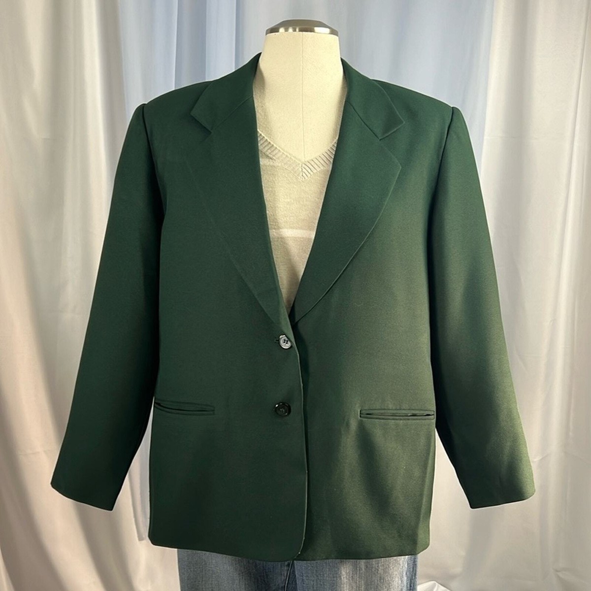 Vintage Leslie Fay dark green fully lined single breasted collared