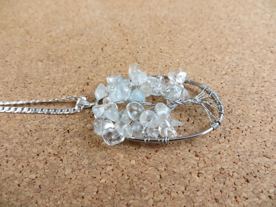 Новый синий аквамарин дерево жизни подвеска серебро 26» цепочка ожерелье #514 - Изображение 4 из 4