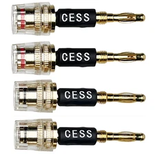 CNCESS CESS-187 Banana Plug Connect to Spade Fork Plug Speaker Cable Adapter, 4