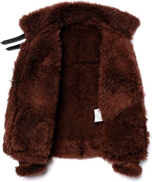 B3 RAF Brown Bomber Flying Aviator Fur Irvin Real Leather Shearling Mens Jacket - Image 3 of 4