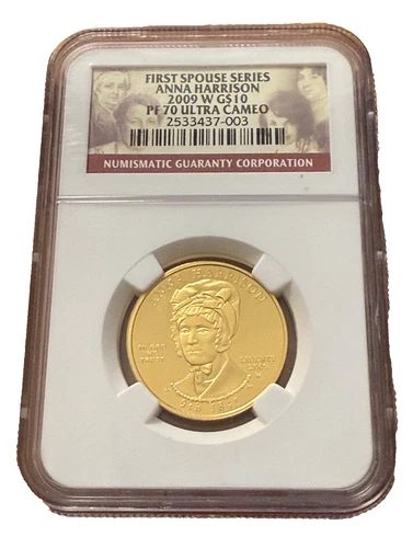 US 2009 W Gold 1/2 oz $10 NGC PF70UC First Spouse Series - Anna Harrison