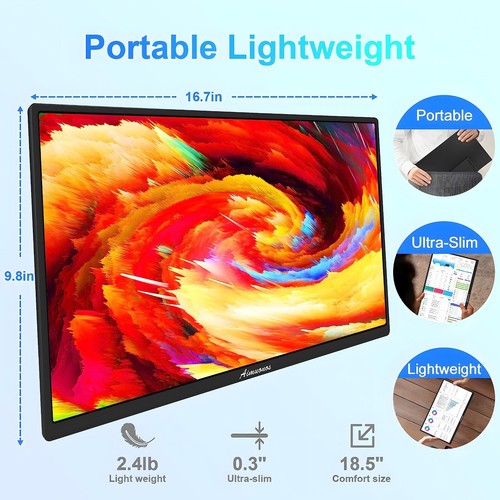 Moniteur Portable 18,5" 120Hz Moniteur Portable HDMI/USB C LCD Écran Avec VESA - Photo 7/7