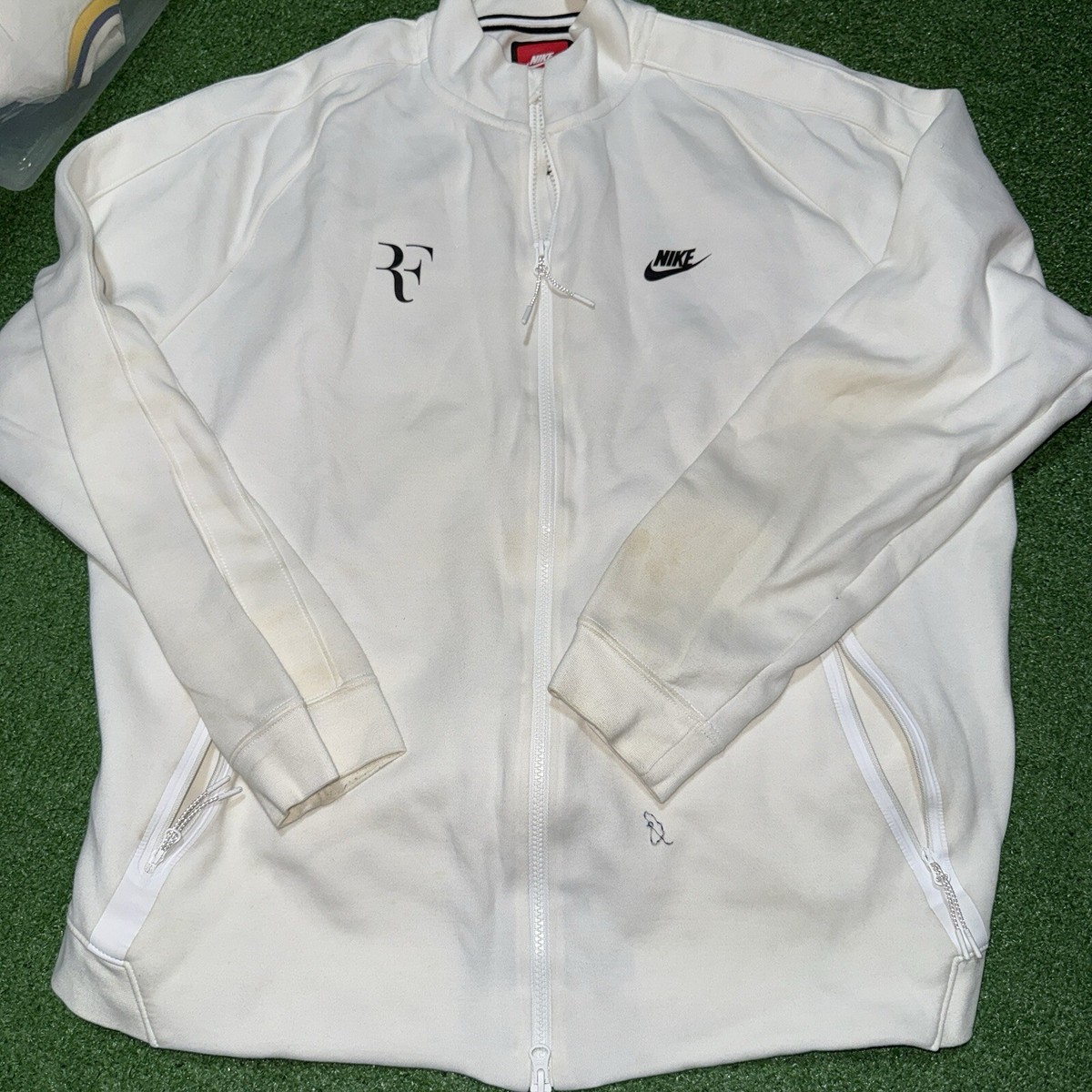 Nike Roger Federer Tech Fleece White Full Zip Jumper Mens