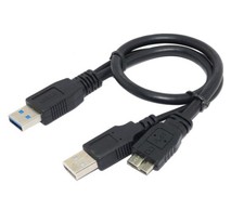 Micro USB 3.0 Adapter Cable Dual USB For External Hard Drive Portable HDD Wit...