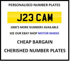 J23 CAM CHERISHED NUMBER PLATE CAM CAMERON CAMPBELL J23 CAM J23 CAM CAMERON CAM