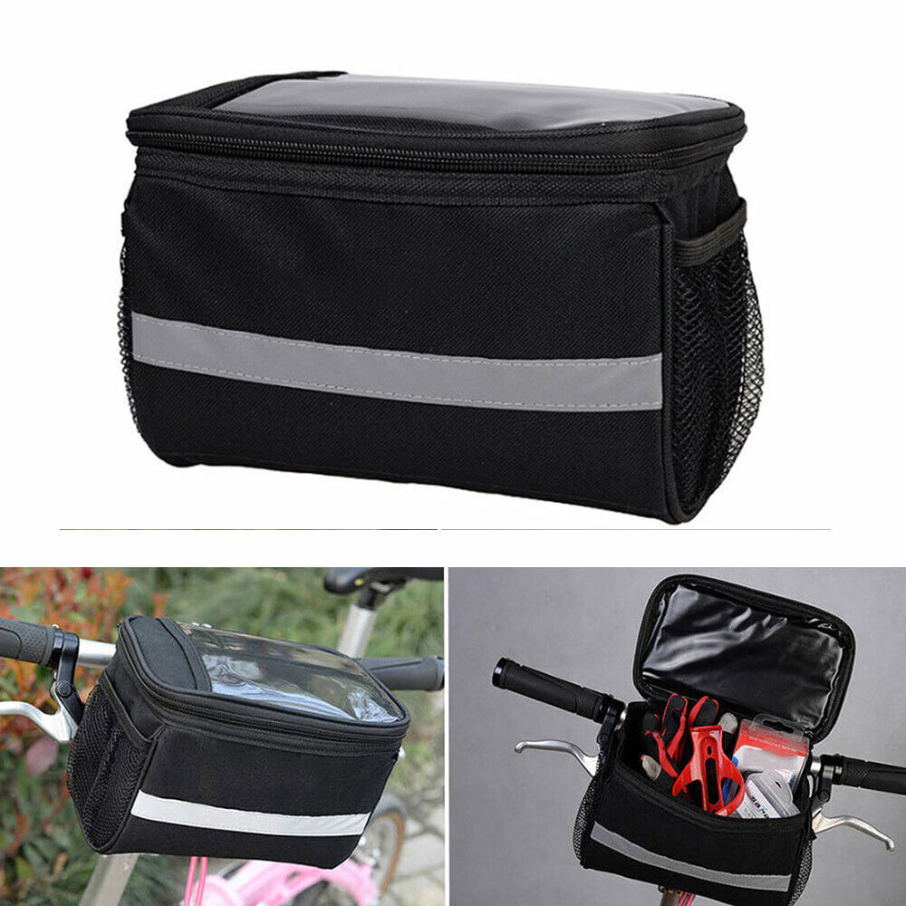 Bicycle Handlebar Basket Bag Bike Reflective Front Pannier Tube Waterproof