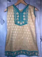 Indian Kurti Tunic Girls Ethnic Hand Made Stylish Dress Embroidered Flower Sz 30