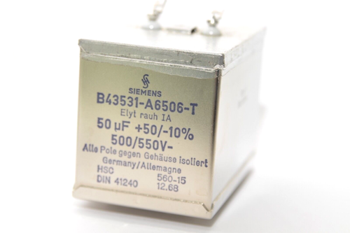 Vintage Electrolytic Capacitor Siemens B43531 Elyt rauh IA, 50 µF / 500 V-, NOS - Picture 3 of 9