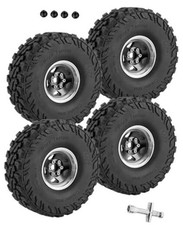 Rc Alloy 1.9 Beadlock Wheels And Tires For 110 Rc Crawler Trx4 Black4pcs