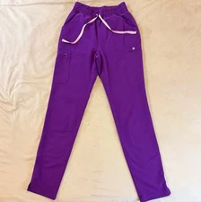 FIGS Yola High Waisted Scrub Pants XXS Tall Purple Cargo W20SW2031T Stretch EUC