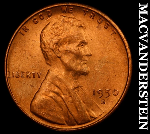 1950-S Lincoln Wheat Cent- Choice Gem Brilliant Uncirculated No Reserve #i9507