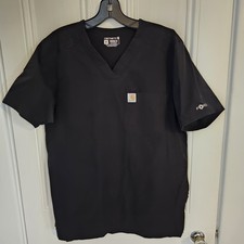 Carhartt Force Essentials Men Medium Modern Fit V-Neck Shirttail Scrub Top Black