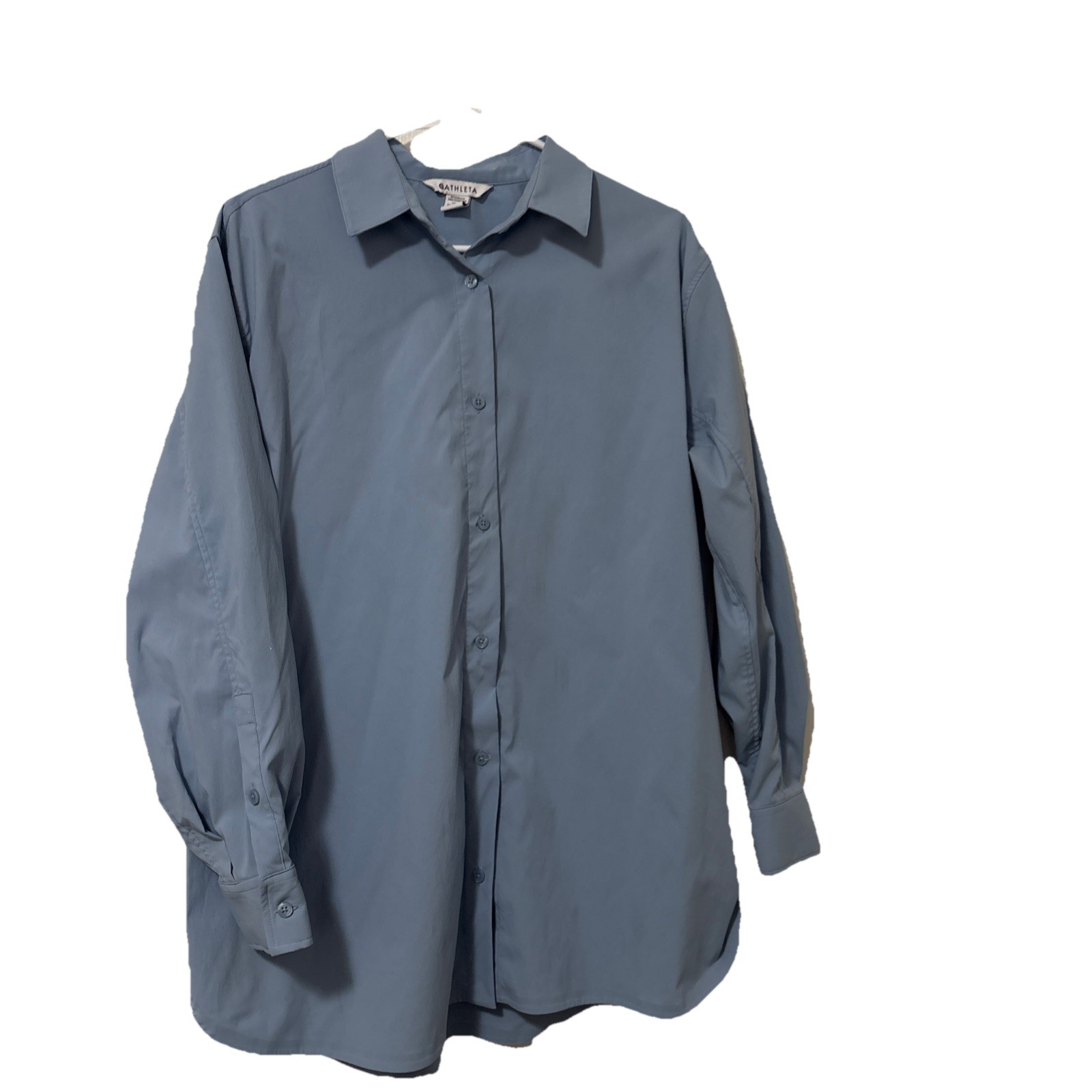 ATHLETA Performance Poplin Oversized Shirt in Blue Size medium