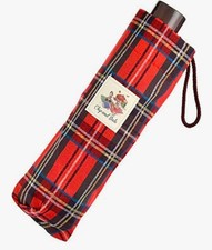 Folding Umbrella Red Plaid Pattern