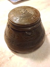 *LOOK* Tiffany Studios #1183 Large Bronze Indian Owl Bird Ink Well