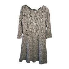 Loft Women's Cocktail Dress Size 10 Black & Sliver Floral With Metallic Shimmer 