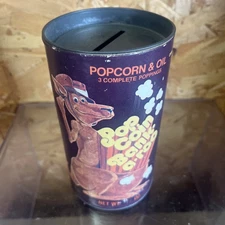 1975 Weaver Popcorn Pop Coin Bank A Roo Kangaroo Tin Bank Vintage EUC 6" x  3.5"