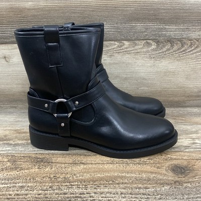 DV by Dolce Vita Women's Black Moto Boot Size 11 Harness Strap Low Heel