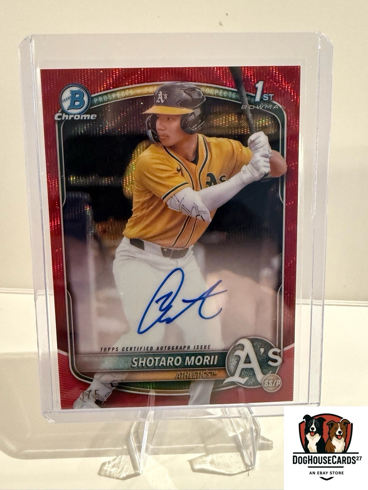 2025 Bowman Chrome Prospects Shotaro Morii Red Wave /5 Auto #CPA-SM